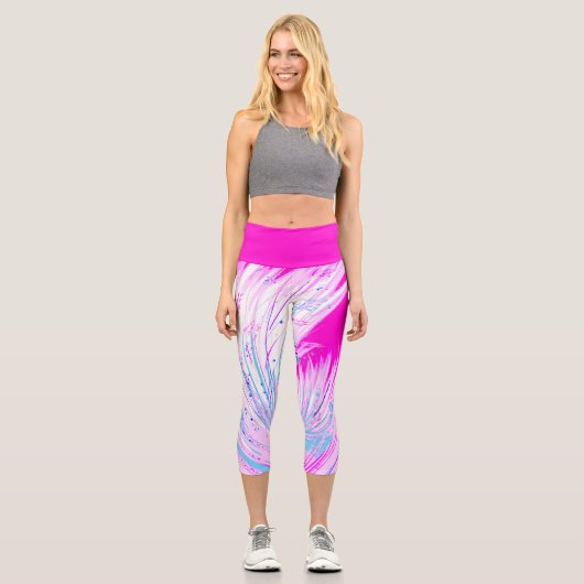 Leggings Capri Jardin enchanté Abstrait Magenta rose (Recto)