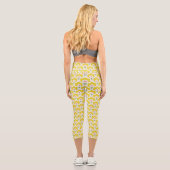 Leggings Capri Jardin Fleur Jaune Retro Motif (Verso)