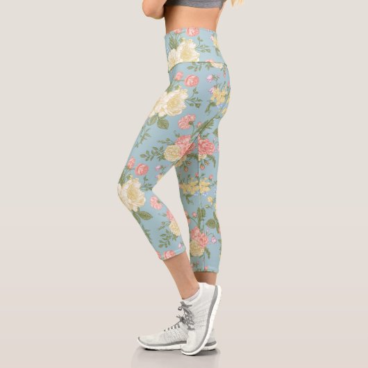Leggings Capri Jardin Peony motif floral (Gauche)