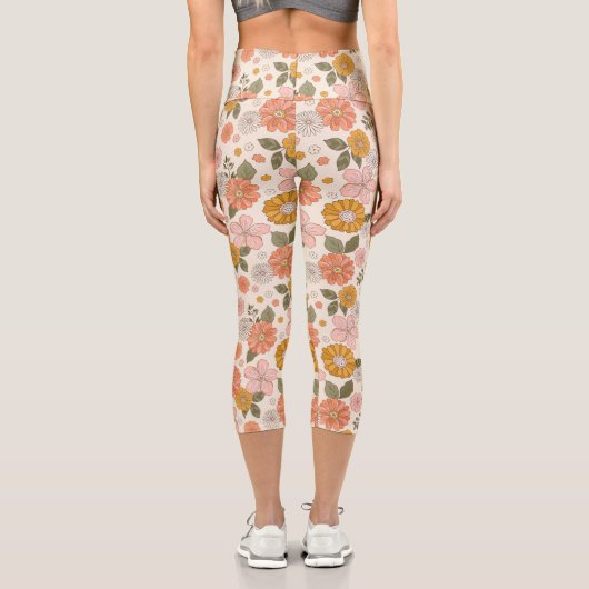 Leggings Capri Jardin rose et orange Motif (Verso)