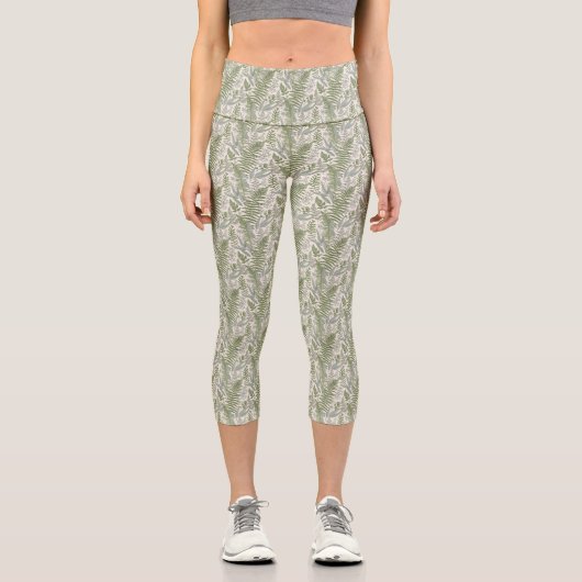 Leggings Capri Jardin vert fleuri (Recto)