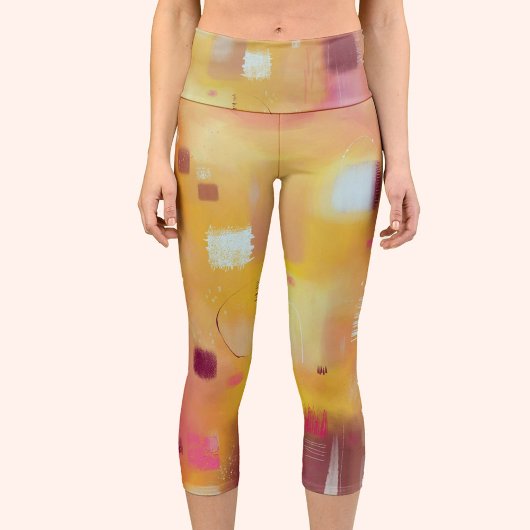 Leggings Capri Jaune Abstrait moderne