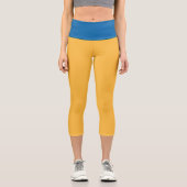 Leggings Capri Jaune Chaud, Bleu Ciel Élégant Couleur Combinaison (Recto)