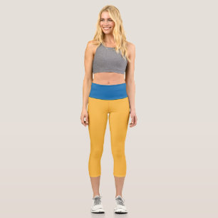 Leggings Capri Jaune Chaud, Bleu Ciel Élégant Couleur Combinaison