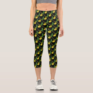 Leggings Capri Jaune Lady Slipper Orchidée Fleur Nature Motif