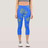 Leggings Capri Jaune Motif de tournesol (Recto)