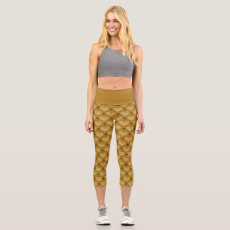 Leggings Capri Jaune or foncé faux éclat scintille Romantique