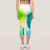 Leggings Capri Jaune Turquoise d'Art Abstrait (Verso)