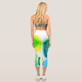 Leggings Capri Jaune Turquoise d'Art Abstrait (Verso)