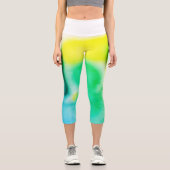 Leggings Capri Jaune Turquoise d'Art Abstrait (Recto)