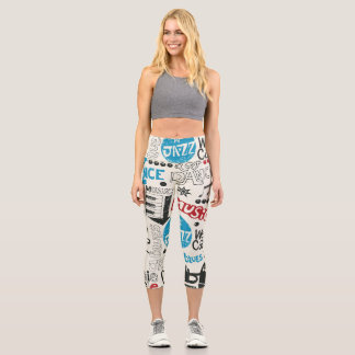 Leggings Capri Jazz Doodle : Mélange de Musique Eclectique