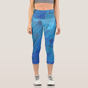 Leggings Capri Je suis bleu - plumes de perroquet près