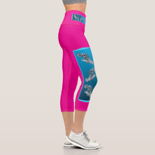 Leggings Capri Jeune groupe - arrière - plan bleu dégradé de conc