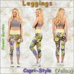 Leggings Capri JEUNES DE STYLE CAPRI - "Jardin Fleur" - Jaune<br><div class="desc">Une image d'art floral intitulée "Jardin des fleurs" est présentée sur ces Leggings colorés. Disponible en cinq tailles pour femmes (XS, S, M, L, XL). Voir la description "À propos de ce produit" ci-dessous pour des informations générales sur le dimensionnement et le produit. L'image florale couvre l'ensemble de la paire...</div>
