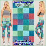 Leggings Capri JOIGINES DE STYLE CAPRI - Patchwork couleur   Lt v<br><div class="desc">(* REMARQUE * : Les images florales sur la ceinture peuvent être retirées, changées en image de votre choix, ou texte personnalisé.) Une image de style patchwork de Carrés de couleur est présentée sur ces Leggings colorés de style Capri. Disponible en cinq tailles pour femmes (XS, S, M, L, XL)....</div>