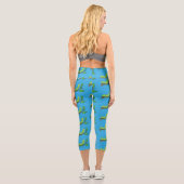 Leggings Capri Joli dessin animé de chenille verte mignonne (Verso)