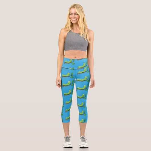 Leggings Capri Joli dessin animé de chenille verte mignonne (Recto)