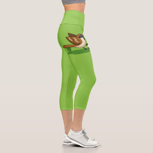 Leggings Capri Joli Dessin De Caricature Sparrow Jouer Au Footbal
