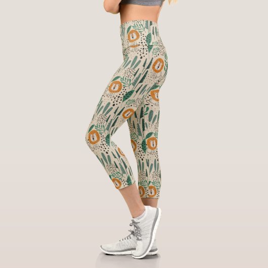 Leggings Capri Joli Doodle Lion Jungle Rainforest Motif (Gauche)