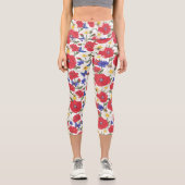 Leggings Capri Joli Fleur sauvage floral à imprimer Rouge à pépit (Recto)