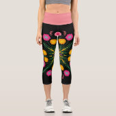 Leggings Capri Joli jambe de Capri noir rose floral (Recto)