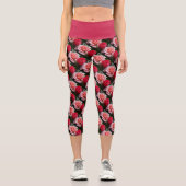Leggings Capri Joli modèle Rose rose rouge floral (Recto)