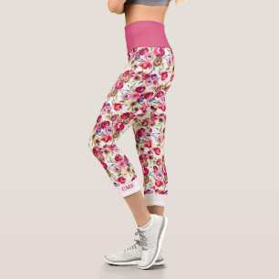 Leggings Capri Joli monogramme Rose rose floral chic Girl