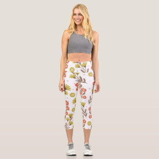 Leggings Capri Joli motif floral, arrière - plan sans soudure.