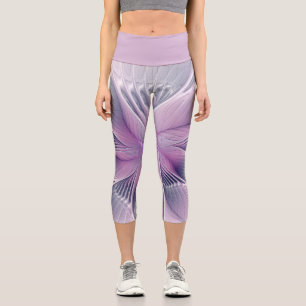 Leggings Capri Joli rose Fleur Moderne Abstrait Fractal Art