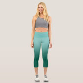 Leggings Capri Joli vert foncé à lumineux Turquoise dégradé (Recto)