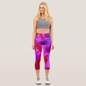 Leggings Capri Joli violet et rouge du jardin Fleurs Phlox (Recto)