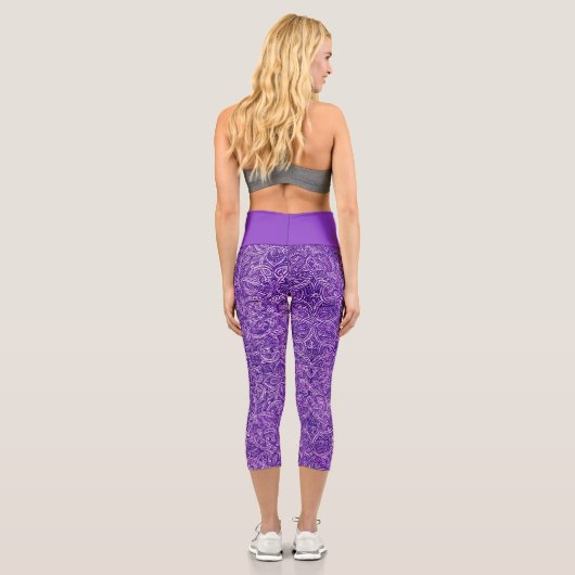 Leggings Capri Joli yoga tendance violet et blanc (Verso)