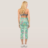 Leggings Capri Jolie aquarelle Floral Botanique Vert Motif (Verso)