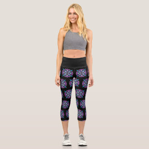 Leggings Capri Jolie couleur violet Mandala Mystique