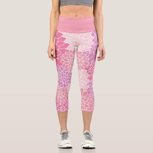 Leggings Capri Jolie Dahlia rose violet Botanique Floral (Recto)