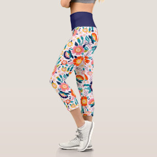 Leggings Capri Jolie Fleur Colorée Florale Lumineuse Fleur Sauvag