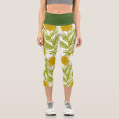 Leggings Capri Jolie main végétale florale tirée jaune (Recto)