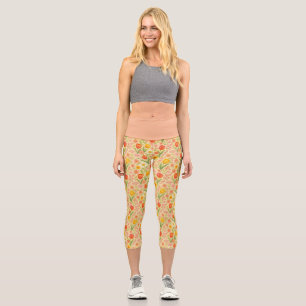 Leggings Capri Jolies fleurs de Pâques/printemps à motifs