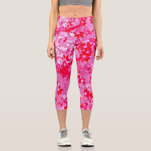 Leggings Capri Jolies fleurs rouges