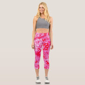 Leggings Capri Jolies fleurs rouges (Recto)