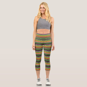 Leggings Capri Jolies rayures noires colorées