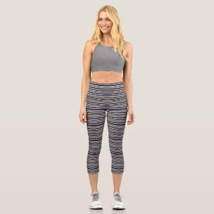 Leggings Capri Jolies rayures noires et blanches