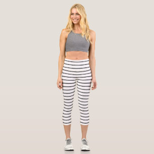 Leggings Capri Jolies rayures noires et blanches