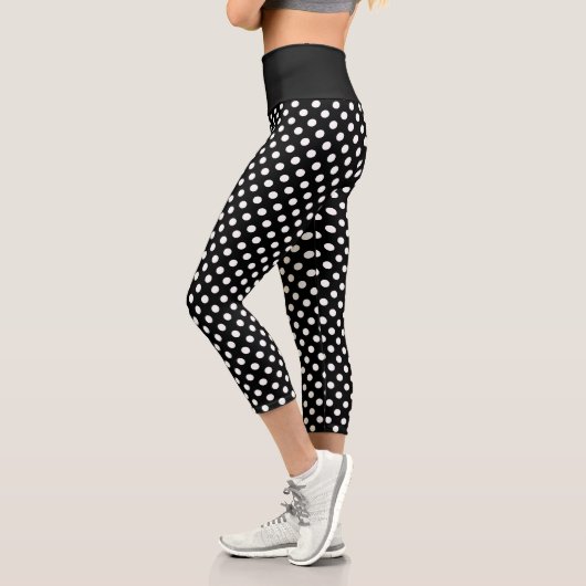 Leggings Capri Jolis points blancs sur fond noir (Gauche)