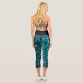 Leggings Capri Joueur de Pickleball Personnalisé Black bleu parti (Verso)