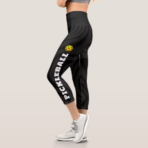 Leggings Capri Joueur de Pickleball Personnalisé Noir Blanc