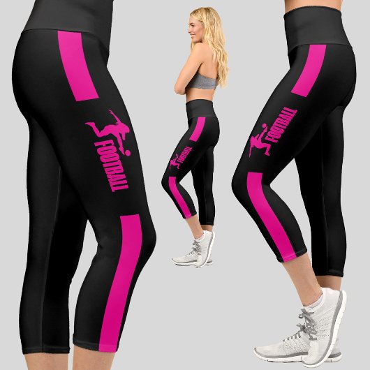 Leggings Capri Joueuse de football rose fille de l'équipe de foot
