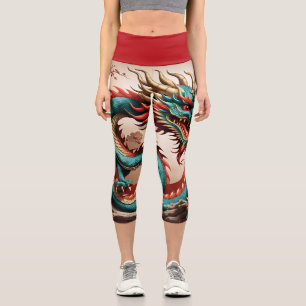 Leggings Capri Jour de l'an chinois Dragon 2024 Zodiac Anniversai