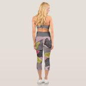 Leggings Capri Joy, Vert rose Anthracite Imaginaire Fleur Fractal (Verso)