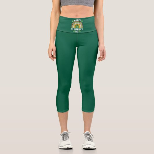 Leggings Capri Joyeuse Saint Patrick journée Arc-en-ciel Trèfle (Recto)
